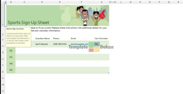 Sports Sign Up Sheet